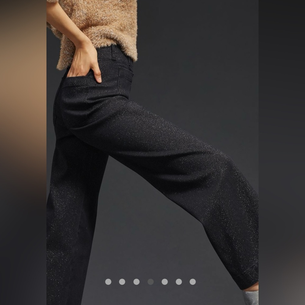 Anthropologie The Colette Cropped Wide Leg Jean: The Sparkle Denim Jeans NWT! - Picture 12 of 16